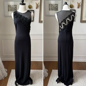 Rimini by Shaw Stretchy Black Sleeveless Column Dress Formal Gown Black 8